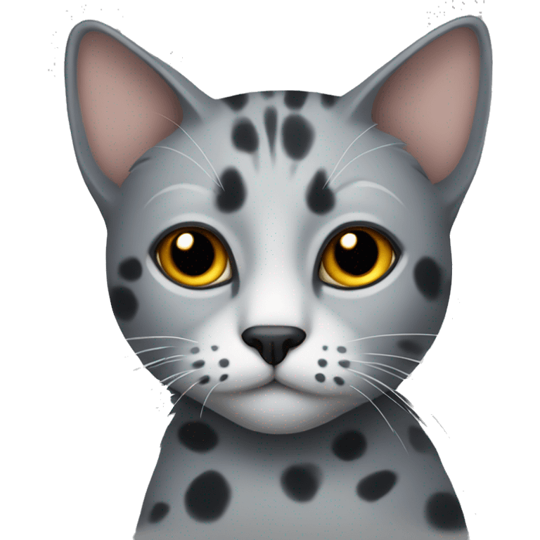 Grey cat with dark spots emoji