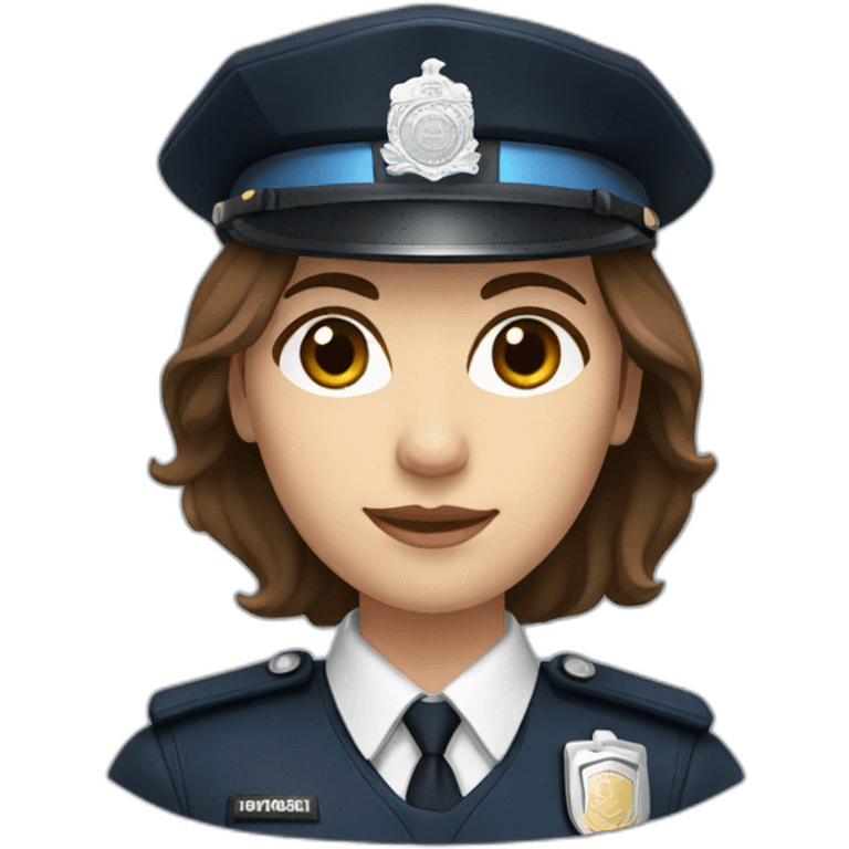 female met police officer with brown hair and light brown eyes emoji