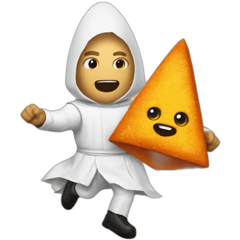 Angry Joe running at Geoff keighley dressed as the Dorito pope emoji