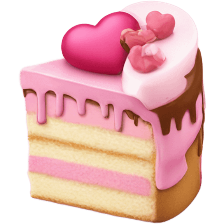 Heart with a little cake in sof pink coo emoji