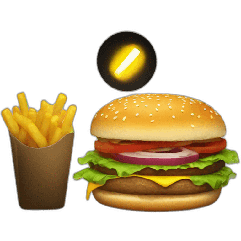 finding a burger in darkness with flashlight emoji