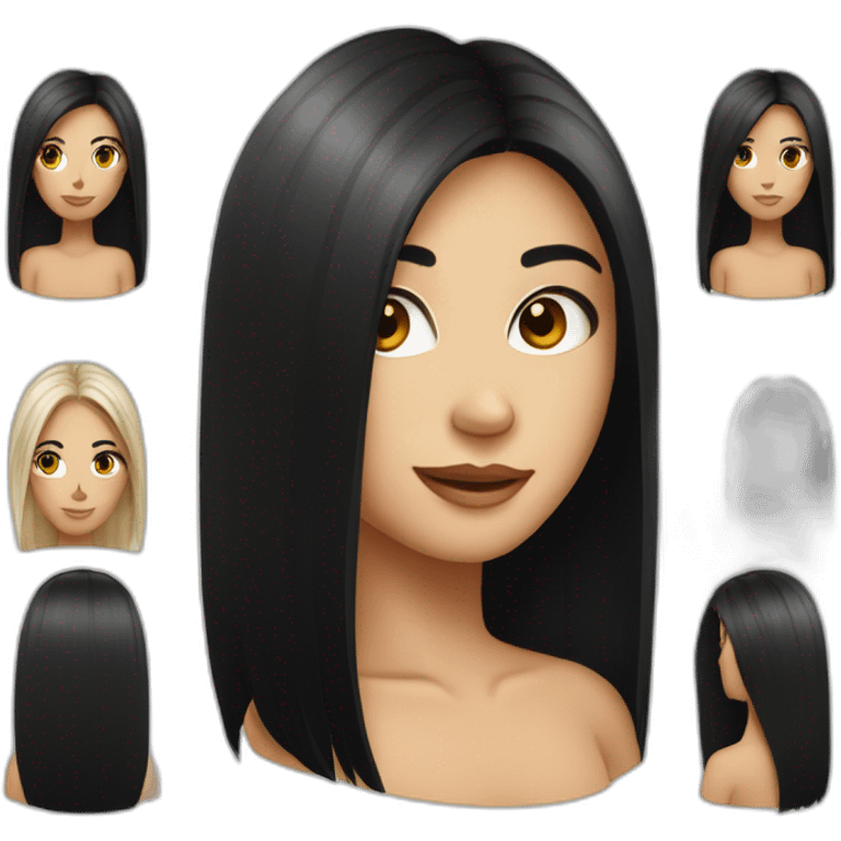 Fair skinned pretty woman with long straight black hair emoji