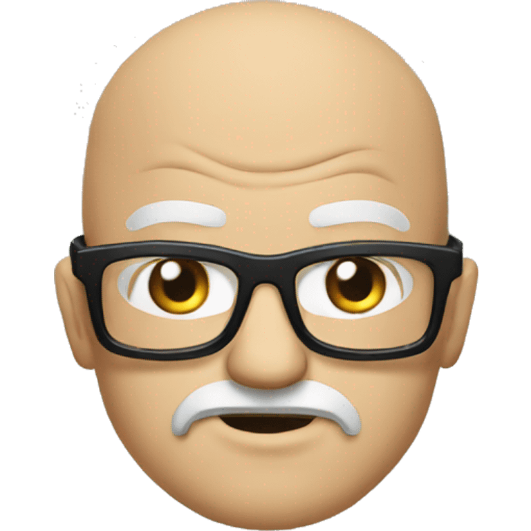 Angry bald man with intellectual glasses with rock metal t-shirt  emoji