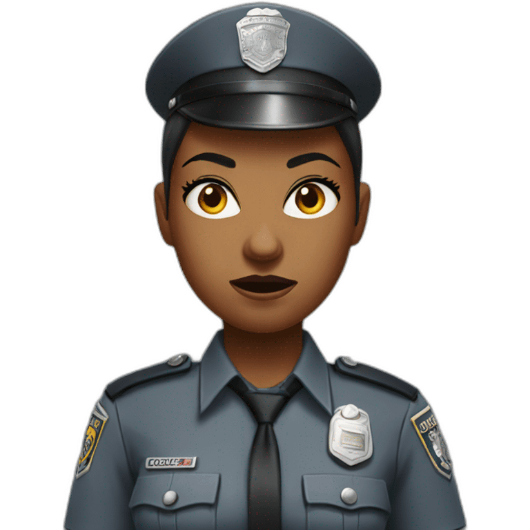 angry black police woman in light gray uniform emoji