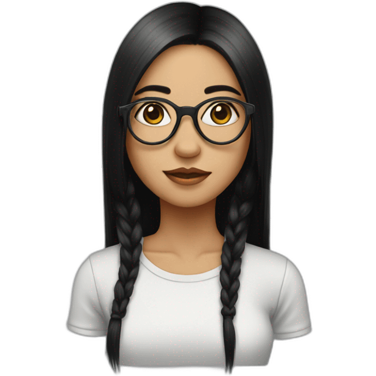 Girl with metal spectacles, black long straight hair, ear piercings emoji