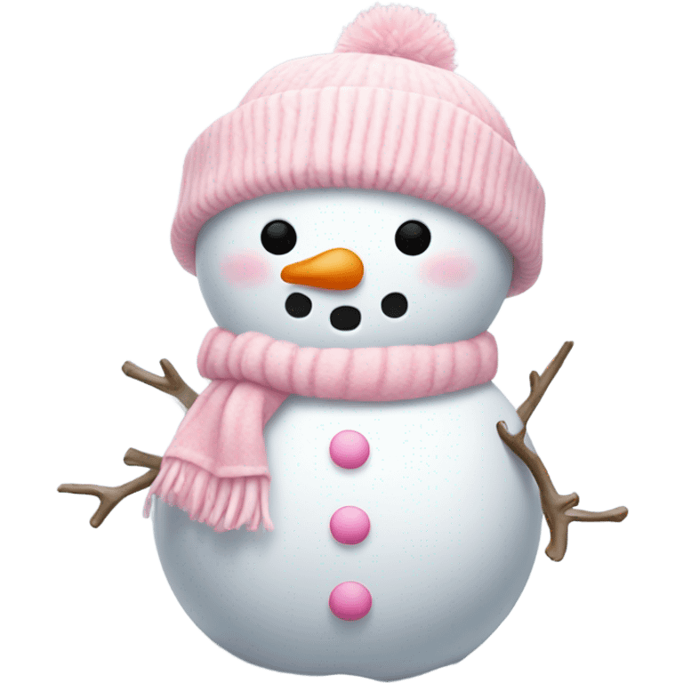 Cute white and light pink snowman emoji