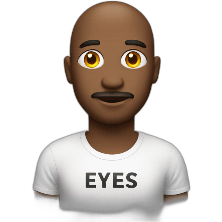 man in a T-shirt with the inscription EYES MARKET emoji