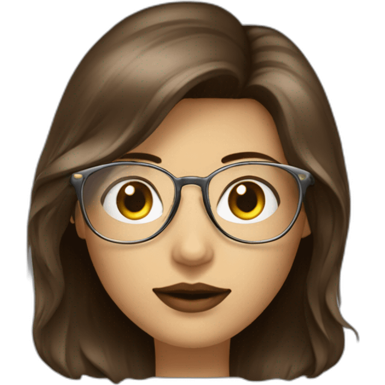 femme brune cheveux long a lunettes en metal doré emoji