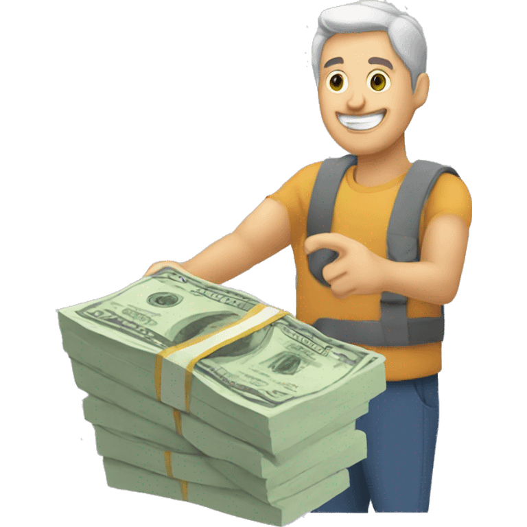 man with plats holding cash emoji