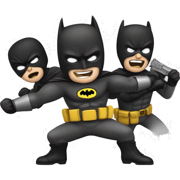 Batman fighting 3 robbers emoji