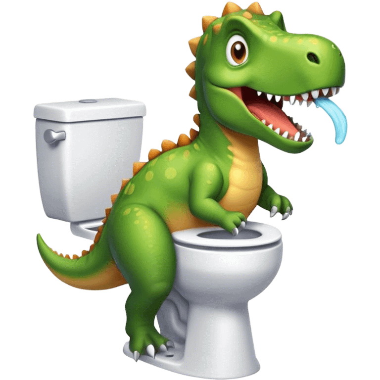 Dinosaur using the toilet emoji