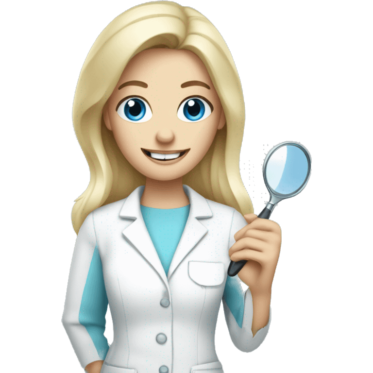 blonde dentist blue eyes holding dental hand mirror emoji