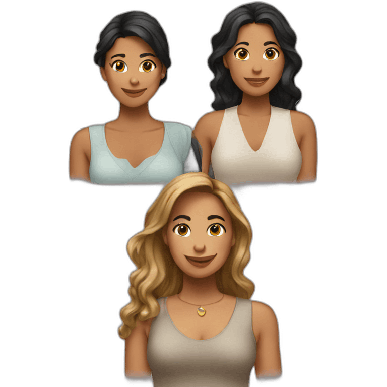 3 latin female friends emoji