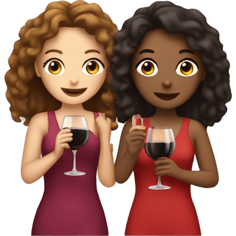 two girls me and my best friend with wine  emoji