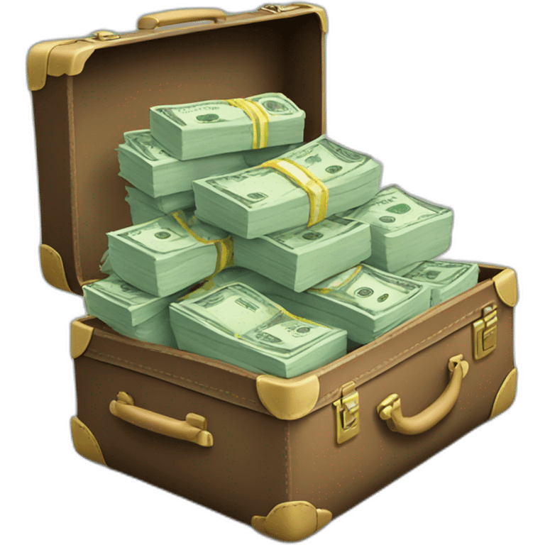 a suitcase full of money, dollar bills emoji