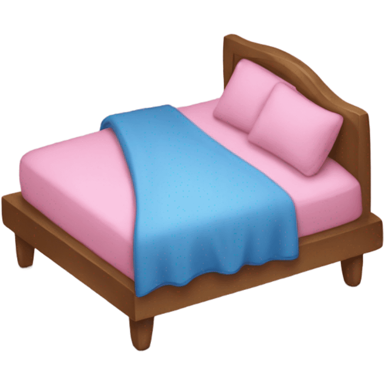 pink bed and blue emoji