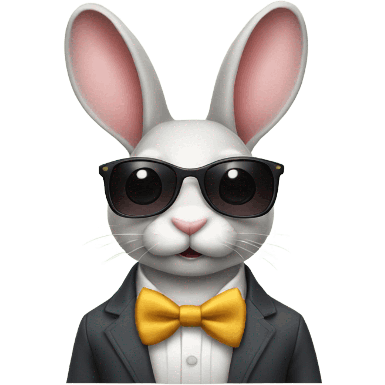 Bunny with sun glasses and bow tie emoji