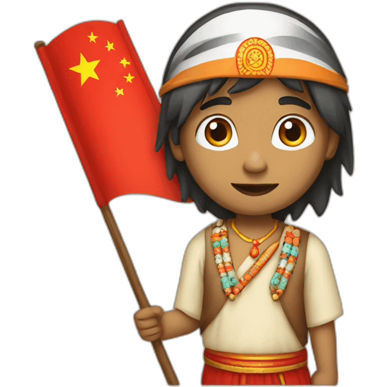 an Indian with the flag of China emoji