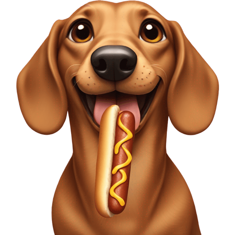 Dachshund eating a hot dog emoji