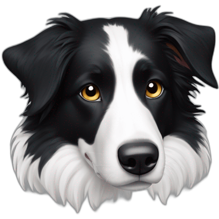 Black and white Border collie white the while body white emoji