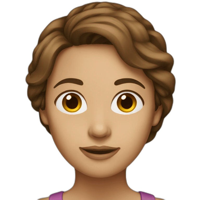 brownhaired woman with long banks emoji