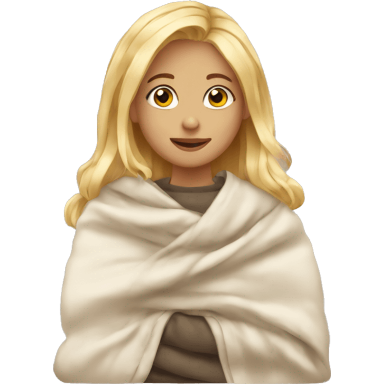 Cozy blanket blonde girl  emoji