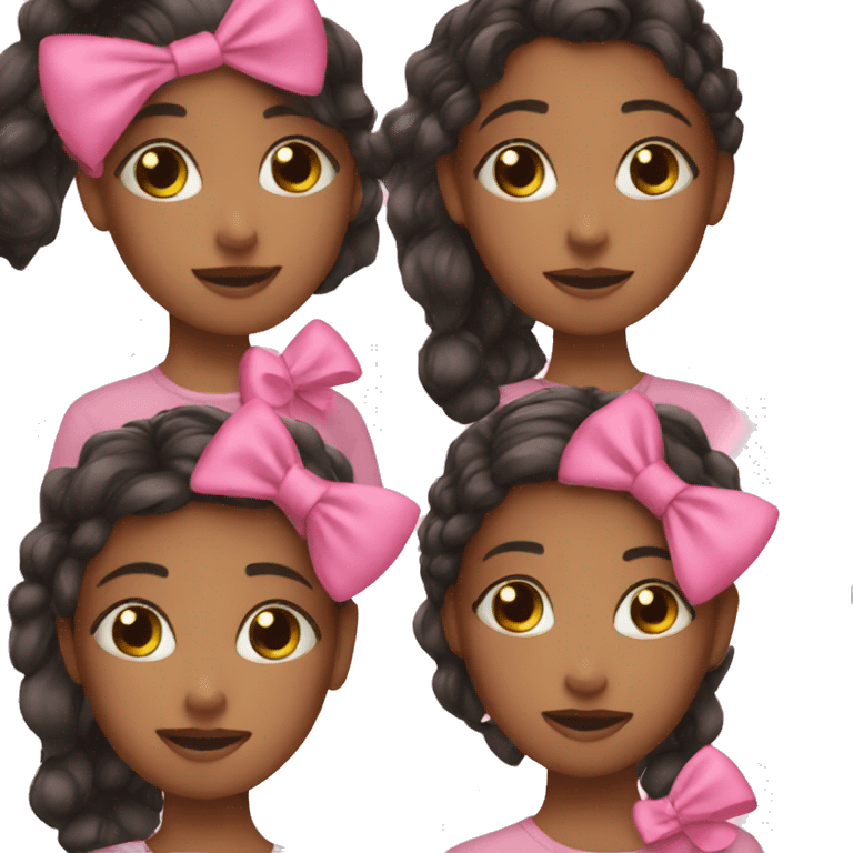 Sisters with pink bows emoji