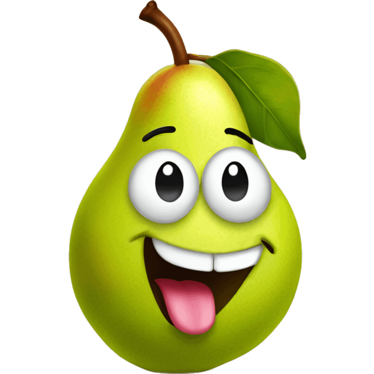 A cute pear with tongue out emoji