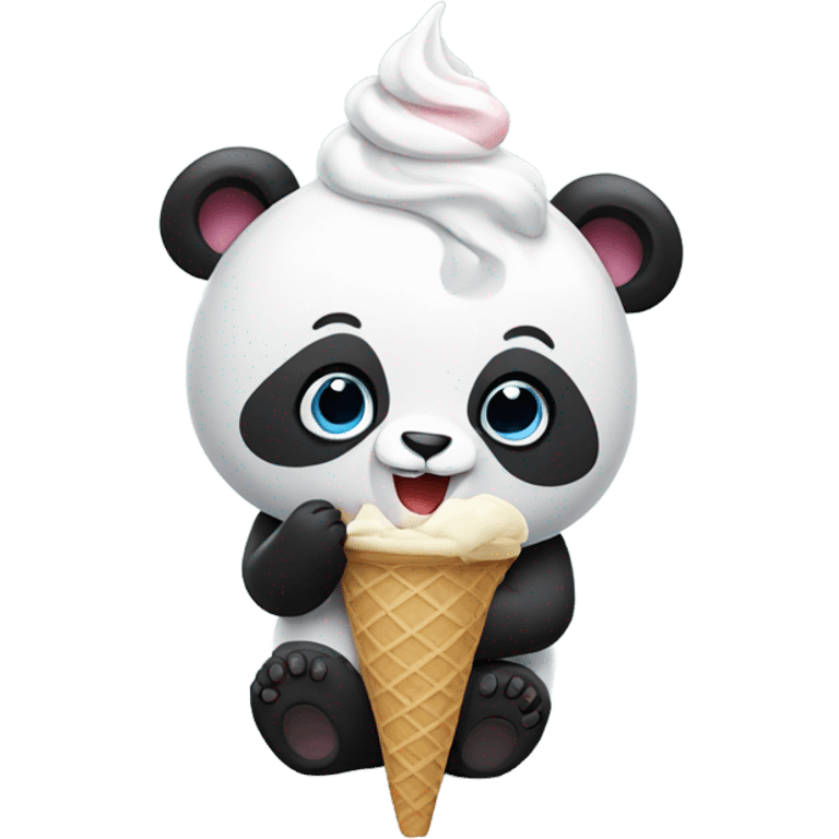 Panda eating ice cream emoji