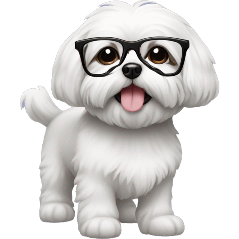 Shichon dog with glasses on emoji