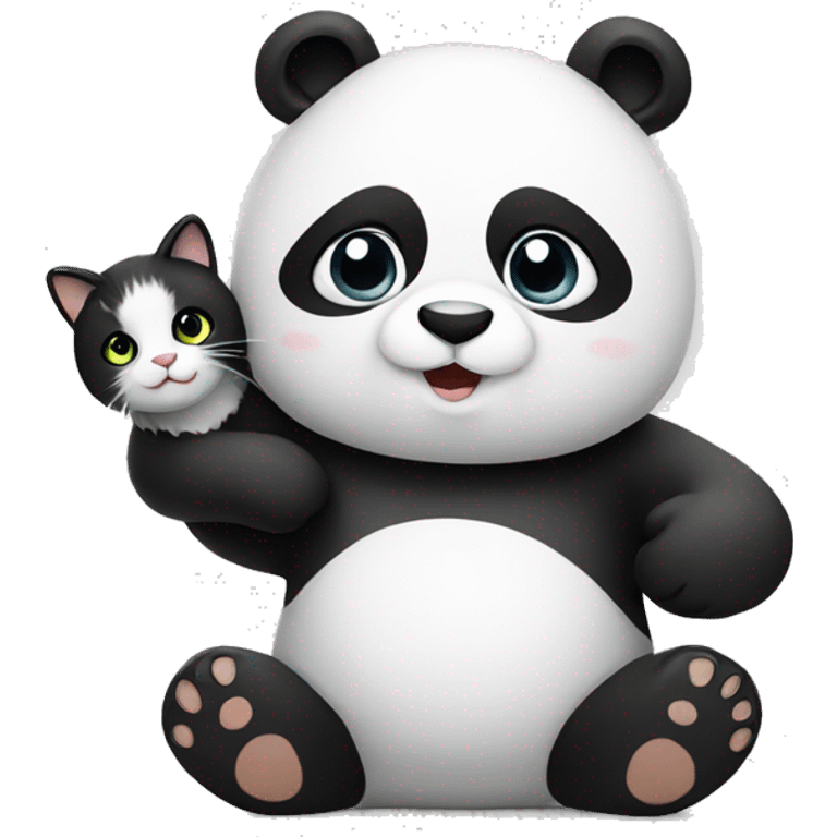 Panda holding a cat emoji