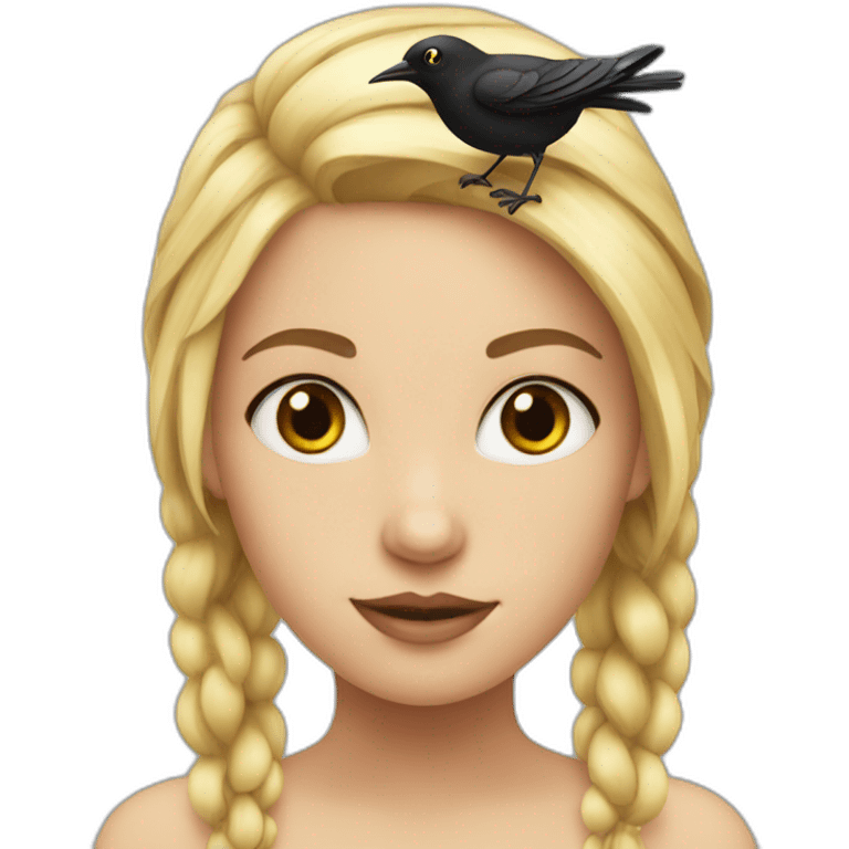 blond girl with a black bird on her head emoji