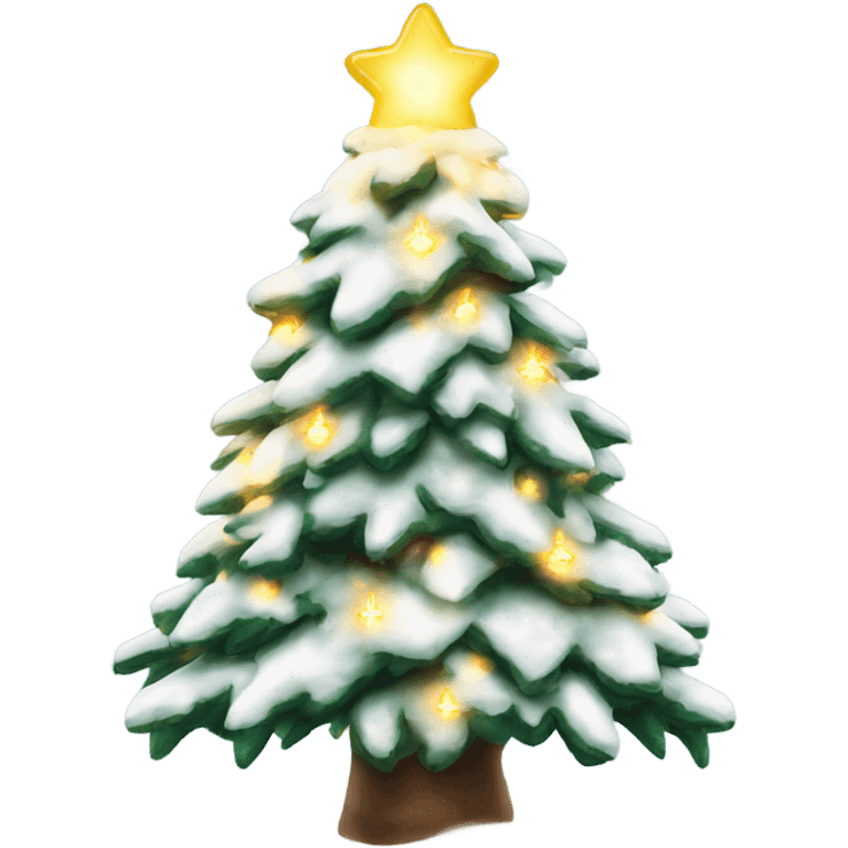 snowy light up Christmas tree emoji