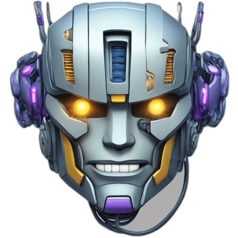 friendly transformers robot style AI with brain showing, circuit wires lightning explosion overwhelmed anime style emoji