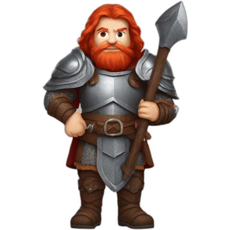 A red hair dwarf warrior with a greataxe emoji