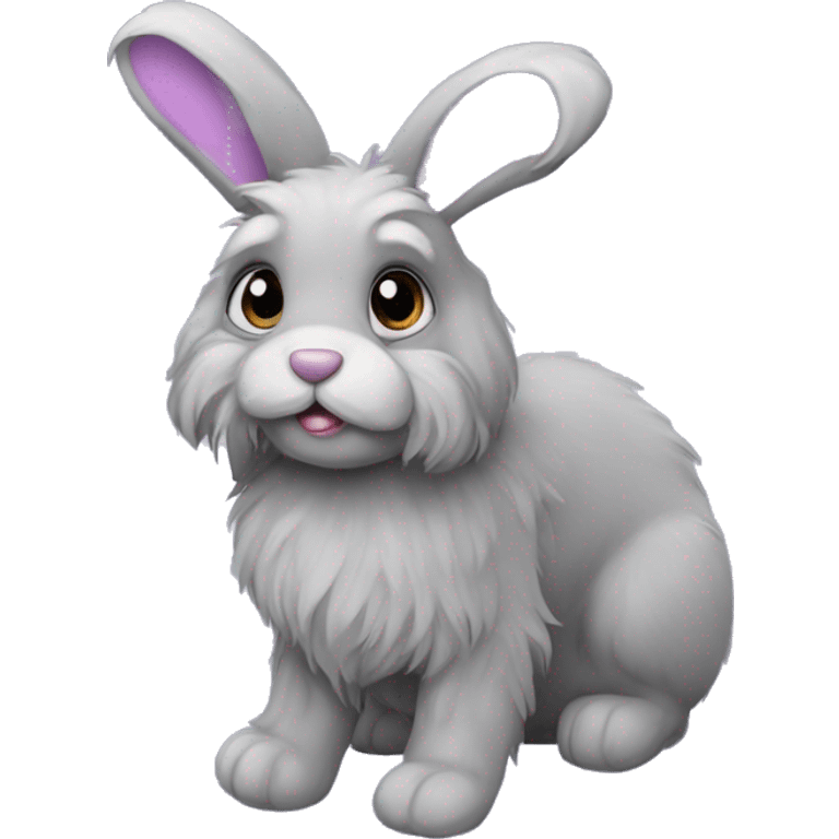 Lilac-grey, floppy, old, matted, bunny teddy emoji