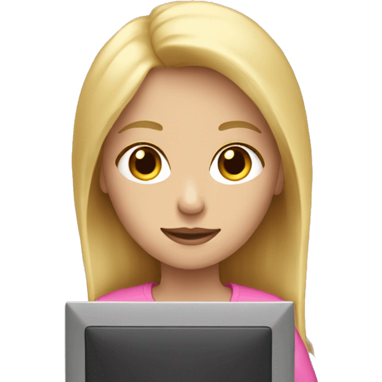 blonde girl with a pink computer  emoji