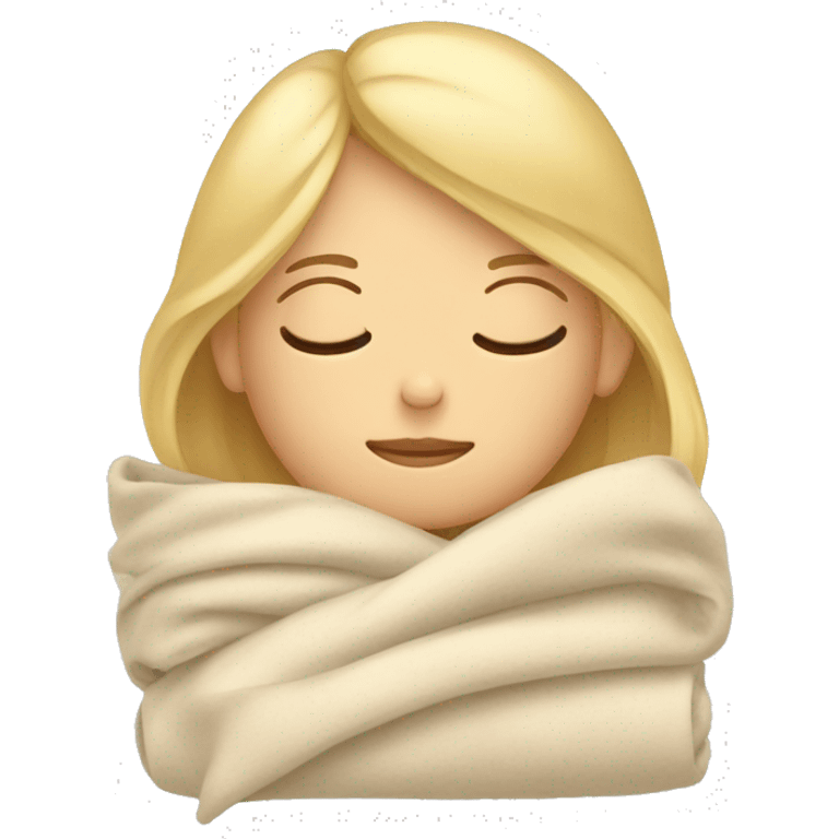 blonde hair girl sleeping in a folded blanket  emoji