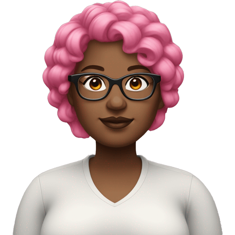 Plus size black woman with pink hair, a black mole, and colorful eyeglasses  emoji