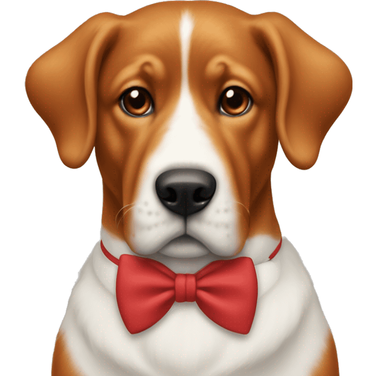 Big red dog with a white bowtie around it’s neck emoji