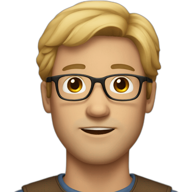 white man with a long bear, brown hair and glasses emoji