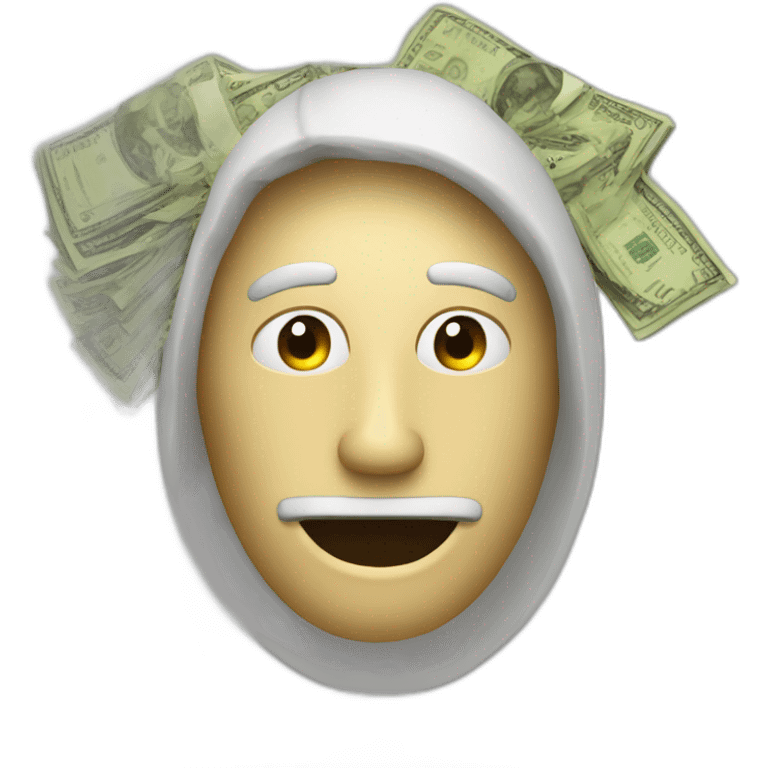 mistery person man with money face covered question mark emoji