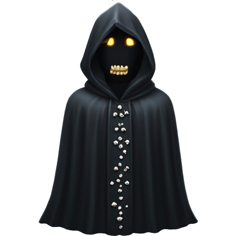 empty black crystal magical robes covered with tiny skulls emoji