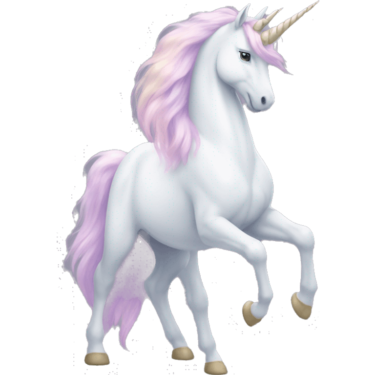 Fullbody White unicorn with pastel color mane  emoji