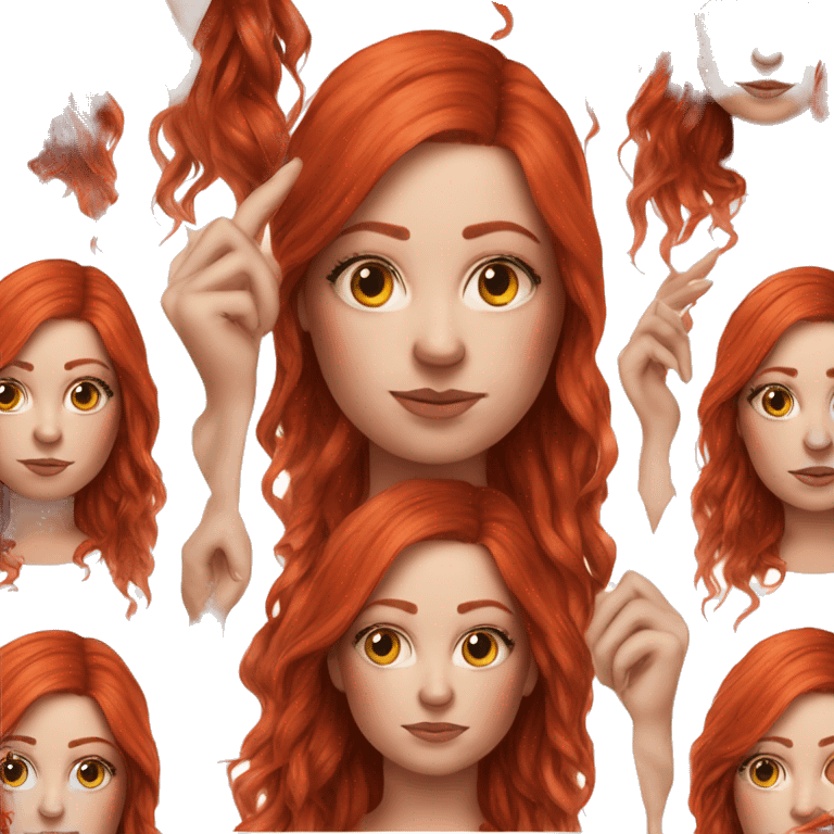 Hyperrealistic beautiful white girl with tattoos, with long red hair  emoji