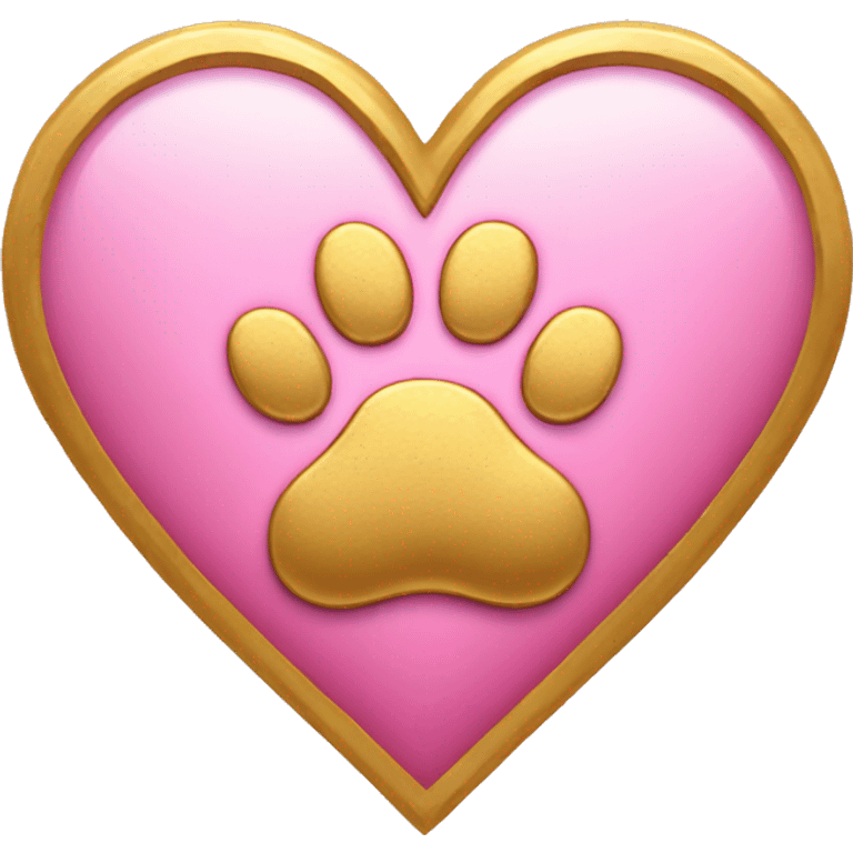 Gold heart with pink paw print  emoji