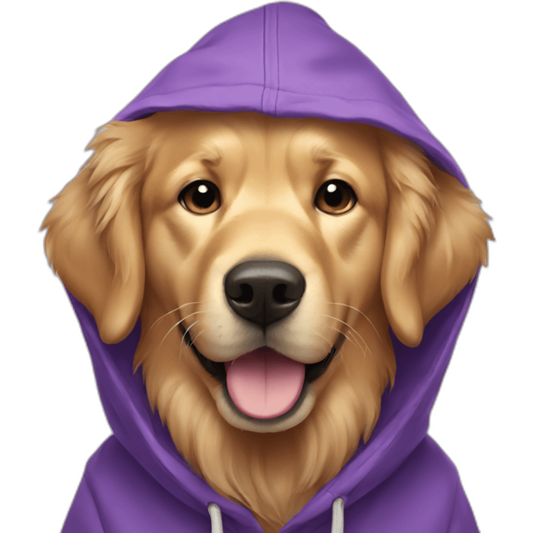 golden retriever in purple hoodie emoji