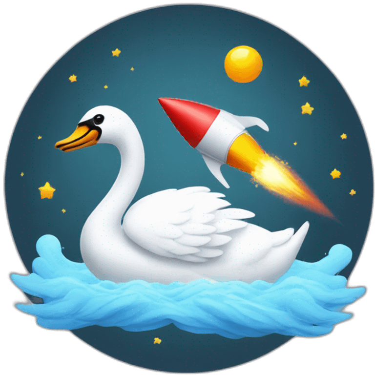 Swan with a rocket emoji