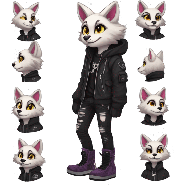 Edgy cute modern punk techwear anthro furry animal sona by Falvie, LiLaiRa, AngieWolf emoji