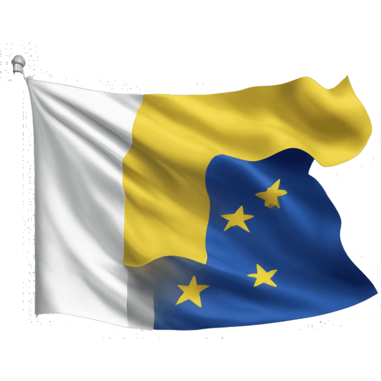 Fais-moi un drapeau avec la première partie gauche bleue, la deuxième partie droite en blanc, et au milieu une Étoile à six branches jaune emoji